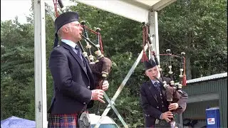 Wings & Scotland the Brave set by Bagpipe and Drum quartet during the 2021 Ballater Games Picnic