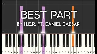 Best Part  by H.E.R. ft. Daniel Caesar synthesia piano tutorial | with lyrics | free sheet music