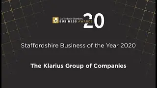 Klarius wins Business of the Year Award 2020 at Staffordshire Chambers of Commerce Business Awards