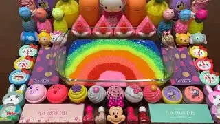 Relaxing with RainBow and Hello Kitty | Mixing Random Things Into Slime| Satisfying Slime Video