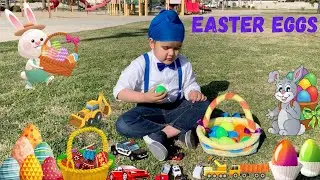 Surprise Easter Egg Hunt with Construction Vehicles | Fun Video for Kids