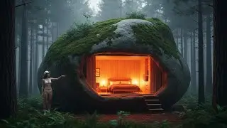 I Built a Secret Home Inside a Giant Rock (30 Days) ASMR