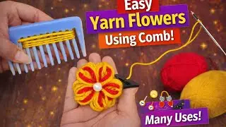 No-Crochet Flower Hack 🌸 | Easiest Yarn Flower Using a Comb | Beginner-Friendly Craft #crafternik