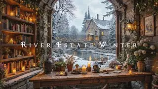 A Winter Study by the River Estate | Dark Academia Cozy Scholarly Ambience
