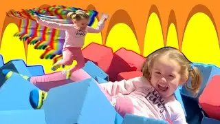 Fun Indoor Playground for kids and parents with trampolines at Funzilla Family Center
