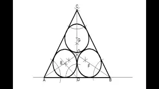 Draw Three Equal Circles and Each Circle Touch Two Sides of A Triangle and Two Circles.