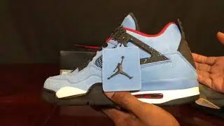 Air Jordan 4 Travis Scott real vs fake. Latest version of the fake pair. UV light