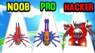 NOOB VS PRO VS HACKER CHALLENGE IN MERGE SPIDER TRAIN | SG GAMING WORLD