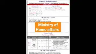 ministry of Home affairs 2023 letest vacancy 🥰🥰🥰🥰#shorts #video #viral @khangsresearchcentre1685