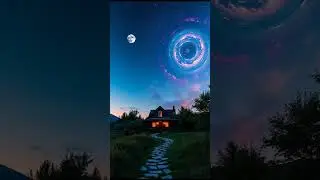 Enchanting Twilight Scene: Rustic House & Celestial Sky | AI Fantasy Art