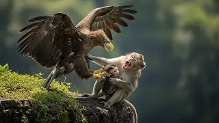 Wildlife Amazon Jungle Survival:Capuchin Mother Vs Harpy Eagle Brutal Survival Battle #wildlife