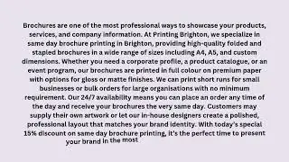 Brochures Printing Brighton 15% Off Same Day Brochure Printing