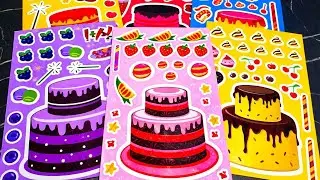 [🎂 paper diy 🎂] Tasty Rainbow Birthday Cake Stickers Decorating Sticker Book Satisfying ASMR