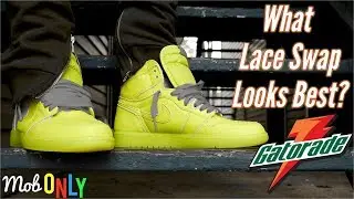 What Lace Swap looks BEST Air Jordan 1 High Gatorade Lemon - Lime On Foot In 4k