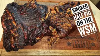 Smoked Half Pig on the WSM