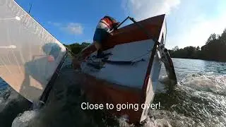 Trying a Phantom dinghy - near capsize in a bad tack!