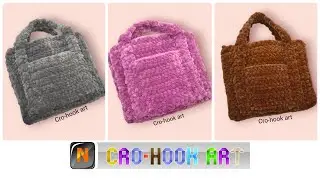 كروشيه شنطة توت باج بخيط القطيفه | Crochet bag velvet tote bag| Cro-hook art