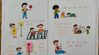 Road safety drawing | Home safety rules chart work | safety rules poster ideas for competition