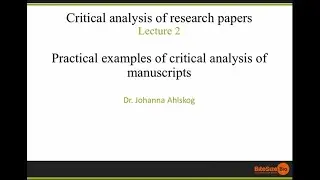 Practical Examples of Critical Analysis of Manuscripts