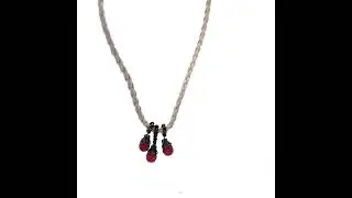 White Braided Leather Cord with Natural Garnet Drop Gemstone Necklace