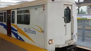 TransLink SkyTrain: Millennium Line train leaving Burquitlam Station
