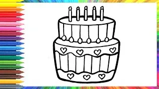dibujar y colorear un pastel para ni&ntilde;os/ dibujo para ni&ntilde;os