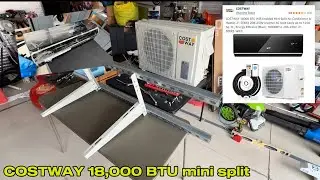 Mini Split Install 18,000 BTU Amazon Costway Brand 816 sq ft garage 24x36 #installation #fyp #win