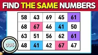 🔎Number Search #006 | Find Duplicate Numbers | find the same letters | brain training