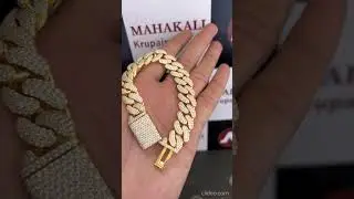 14MM VVS Moissanite Cuban link Bracelet | Hip Hop Miami Cuban Bracelet Yellow Gold wedding bracelet