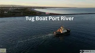 Tug Boat at Sunrise | Peaceful Morning on the Port River | DJI Mini 3 Pro Aerial Footage