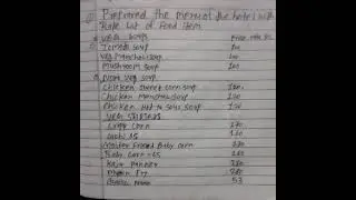 SEE.  prepared the Menu of the hotel with rate list of food item food?