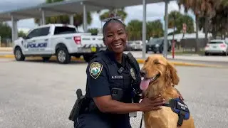 Safety message with Officer Wilburn and K9 Leo