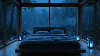 Невозможно Не Уснуть 😴 Ливень в Ночном Лесу за Панорамным Окном