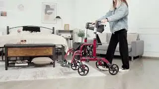 Costway Aluminum Adjustable Folding Handle Medical Walker Rollator