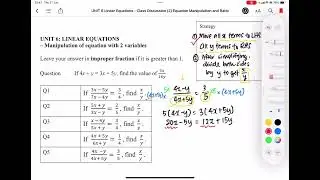 S1 Linear Equations: Manipulation of Equation with 2 variables (Q5)