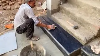 Master Mistri Work | Shining Stone Stairs Fitting | Amazing Construction Skill 