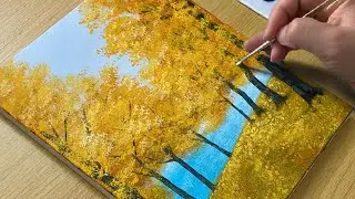 How to Paint an Autumn Forest Step by Step | Easy Acrylic Tutorial