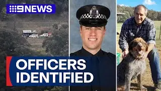 Manhunt continues for Porepunkah shooting, as officers killed are identified | 9 News Australia