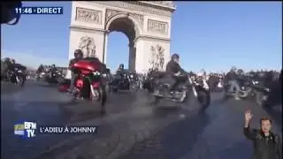 Le cort&egrave;ge des Bikers a l'enterrement de Johnny Hallyday