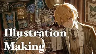 【イラストメイキング】青の図書室【解説付き】