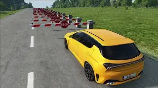 BeamNG.Drive Cars vs. Numerous Road Barriers: Who Will Prevail?