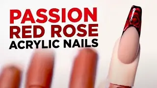 How To Create: 🌹 Bloody Passion Red Rose Free Edge | Gel Paints & Acrylic Nails