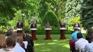 Зеленский, Макрон, Шольц, Драги и Йоханнис &mdash; встреча с представителями СМИ (2022) Новости Украины