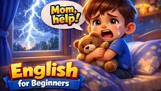 Learn English for beginners | A Scary Night | Calm Bedtime Story with Mom