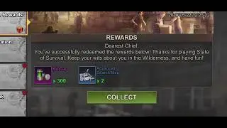 STATE OF SURVIVAL REDEMPTION CODE #SOS #CODE #FREECAPS