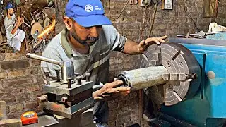 Amazing process Of heavy duty bush size and bearing size in lathe Machine work in local factory 
