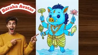 Varaha Avatar Drawing Full Video | Baraha Avatar Cute Cartoon Art | Hindu God Drawing//#drawing 