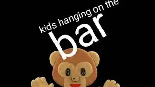 Kids hanging upside down on the bar