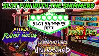 WE TRY SOME SLOTS WE NEVER PLAY!! AND WE WON!! SLOT SHIMMERS - KRONOS - JINSAE DAO - PLANET MOOLAH !