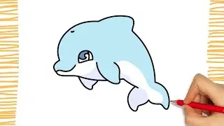 How to Draw a CUTE DOLPHIN KAWAII I Easy